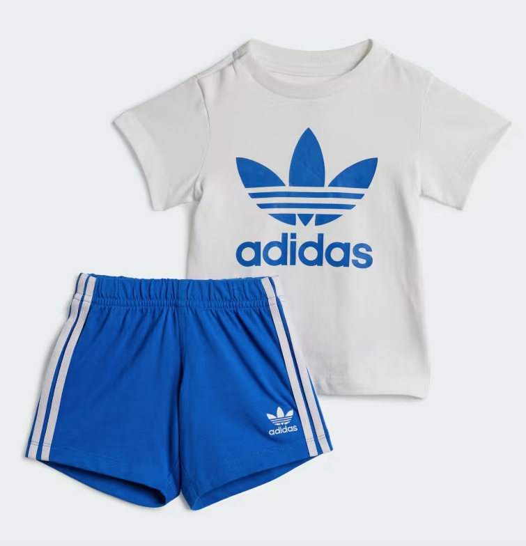 Adidas Ensemble bebe tee shirt et short Trefoil Royal blue LittleRun