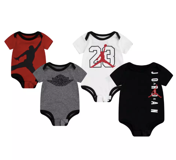 Jordan lot de 4 body bébé "Jumpman" Noir/Blanc/Rouge/Gris