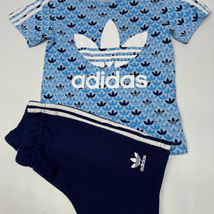 Adidas ensemble short logo Trefoil Double Blue