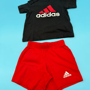 ⭐️⭐️☆ Adidas ensemble tee-shirt et short bébé Noir/rouge 9-12 mois - Okaz ♻️