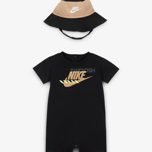 Nike set bébé combishort et bob assorti "Black/brown"