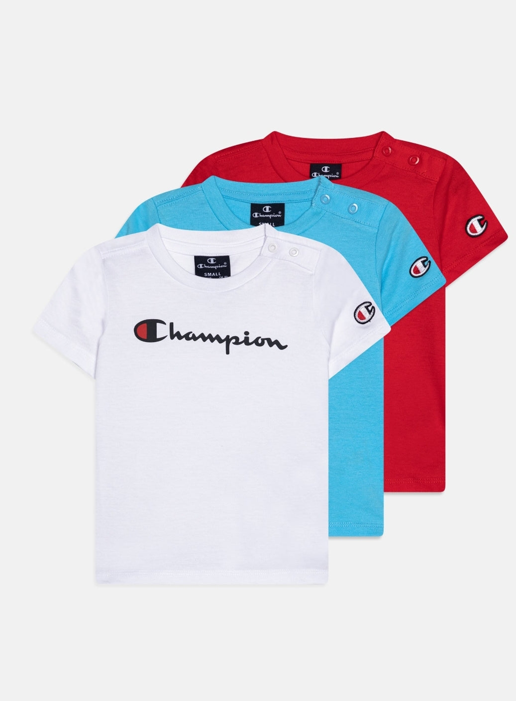 Champion Pack x3 Kinder Weiß/Türkis/rotes T-Shirt