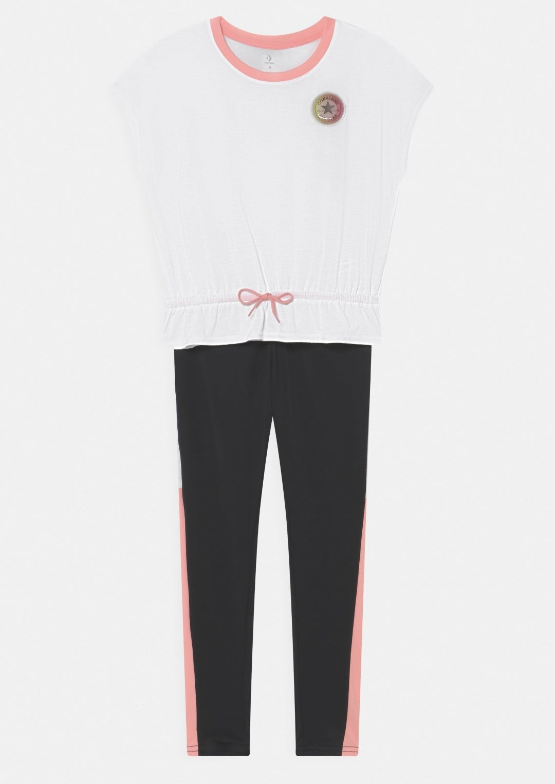 Converse ensemble tee-shirt et legging fille Blocked Noir/rose/Blanc