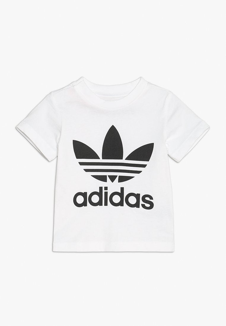 Camiseta preta branca da Adidas Trefoil